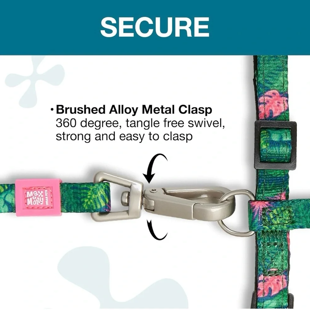 Max and Molly Adjustable Cat Harness and Leash Set - Tropical